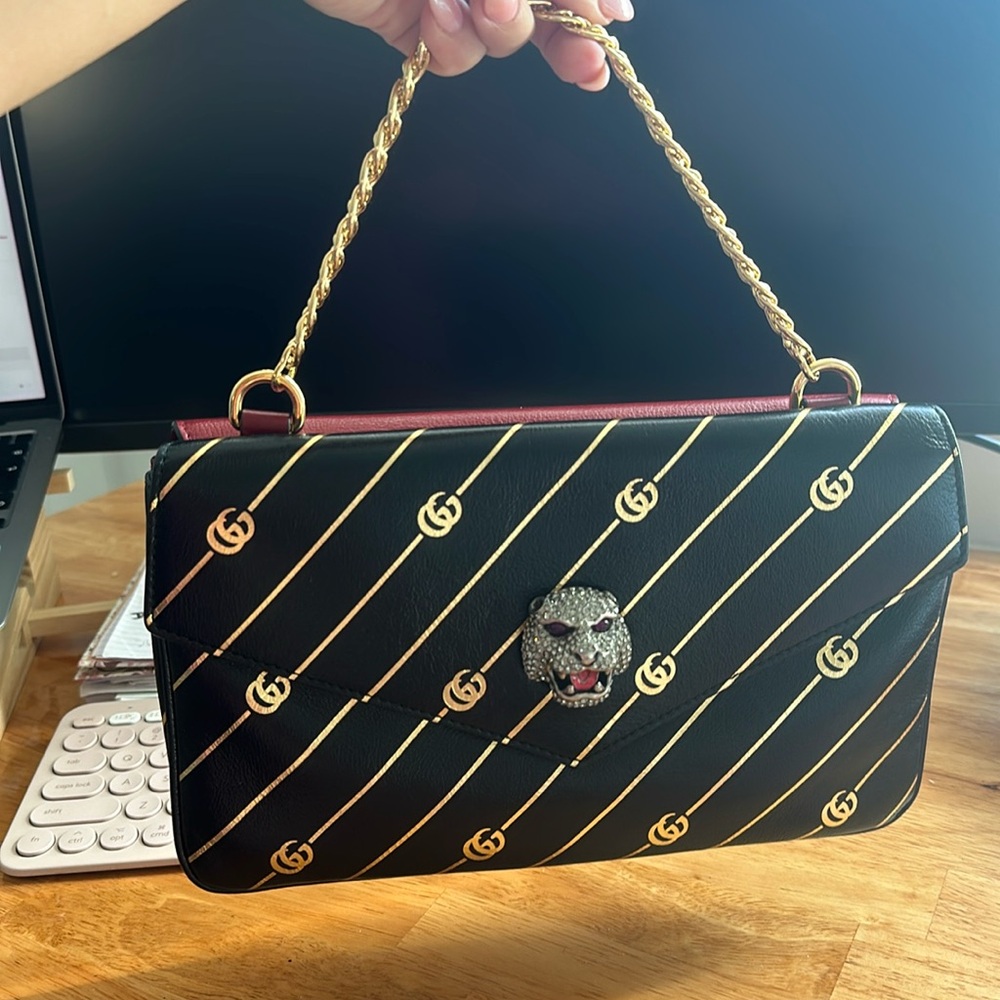 Gucci double sided Thiara - black and burgundy color - Swarovski tiger